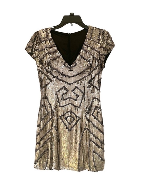 Parker Dresses & Skirts - PARKER Gold Sequin V-Neck Geometric Silk Dress